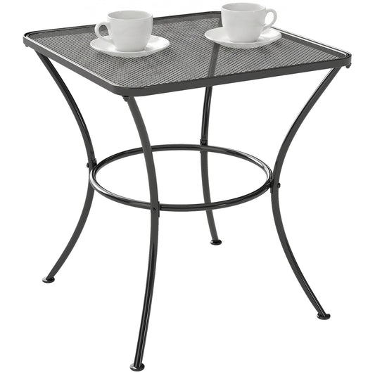 Table d'appoint de patio carrée en métal avec plateau en treillis