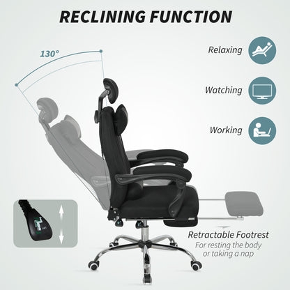 Chaise de bureau ergonomique dossier haut avec repose-pieds