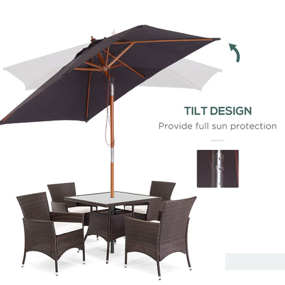 Parasol rectangulaire de patio inclinable 200 x 150 cm