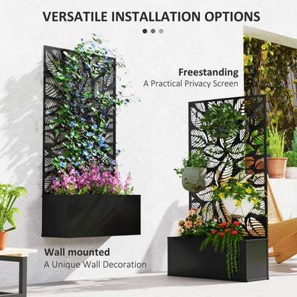 Jardinière surélevée en métal avec panneau décoratif