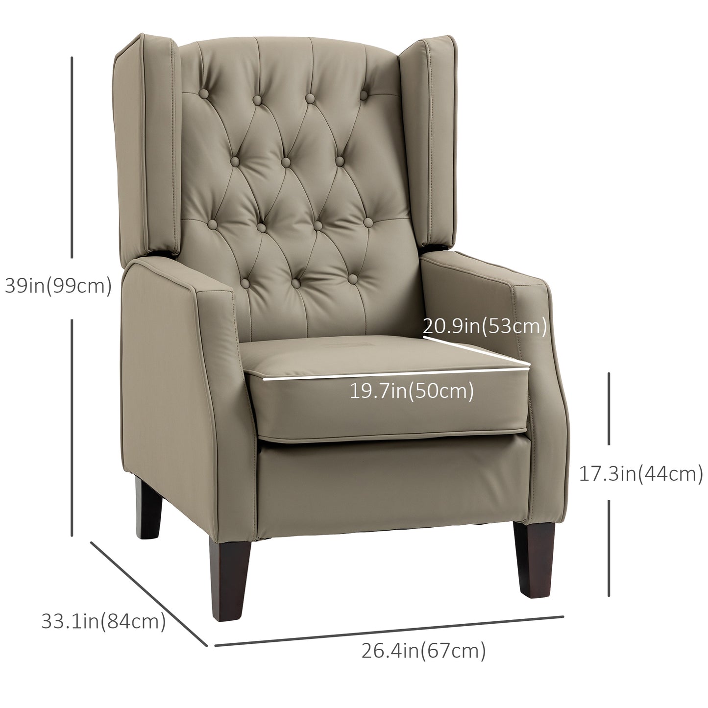 Fauteuil d'appoint cuir synthétique rembourrage épais — kaki