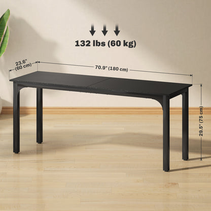 Bureau d'ordinateur industriel 180 cm surface grain de bois