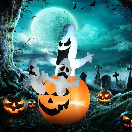 Décoration Halloween gonflable 6pi citrouille et fantômes LED
