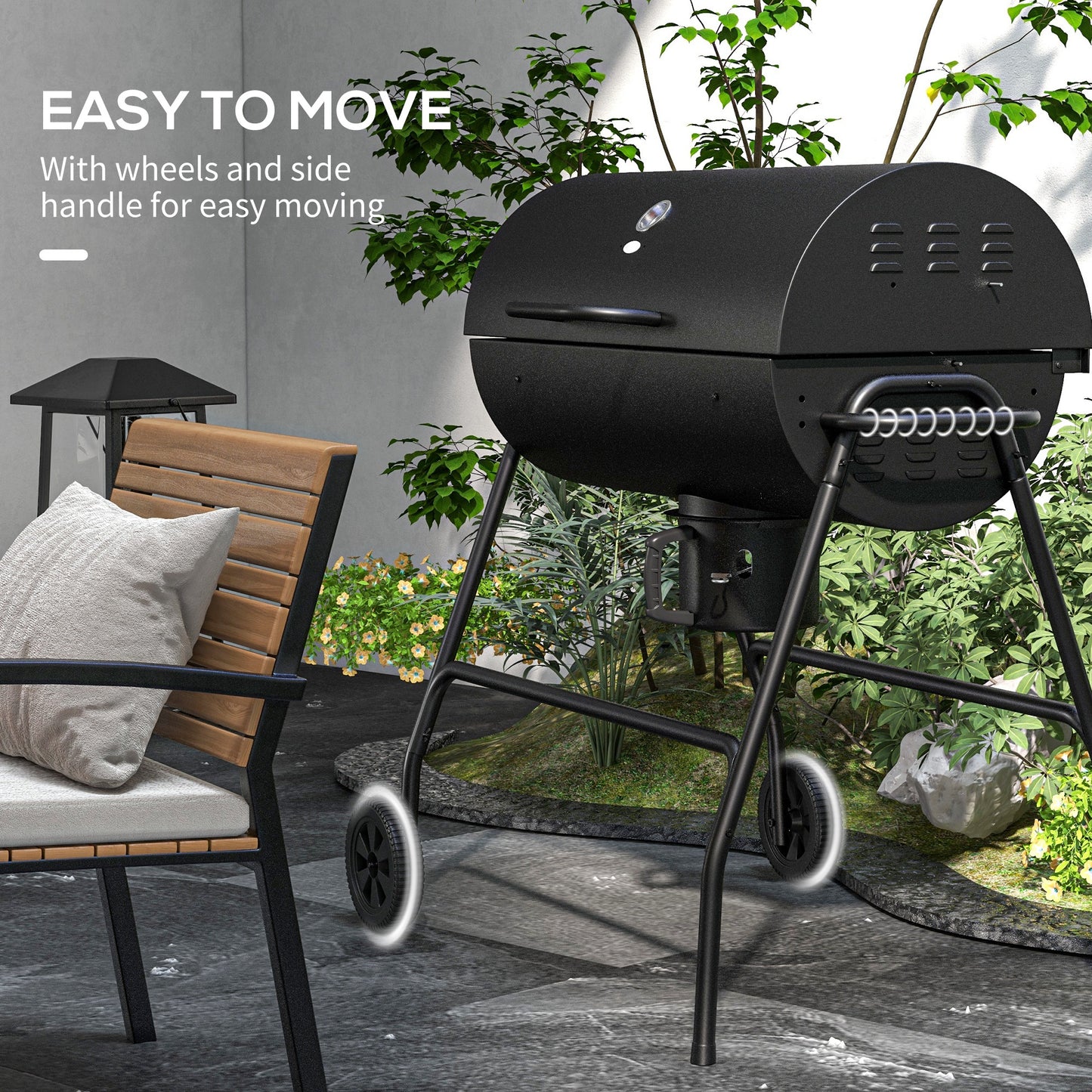 BBQ fumoir charbon 420 po² avec roues