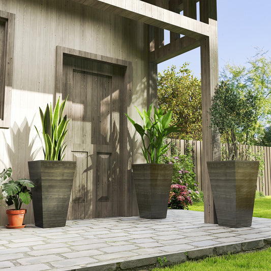 Ensemble de 3 jardinières hautes avec trous de drainage