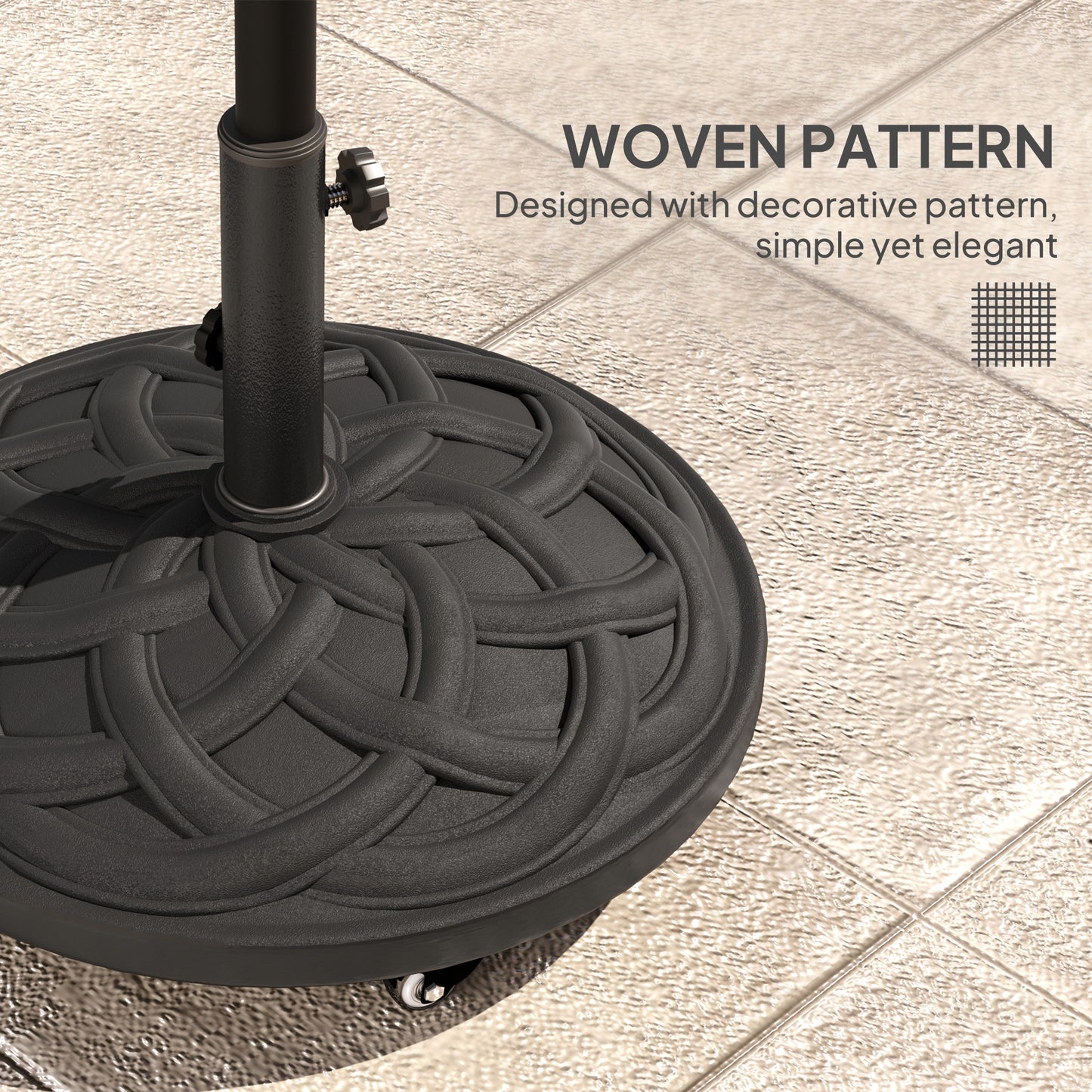 Socle de parasol rond avec roulettes 20 kg