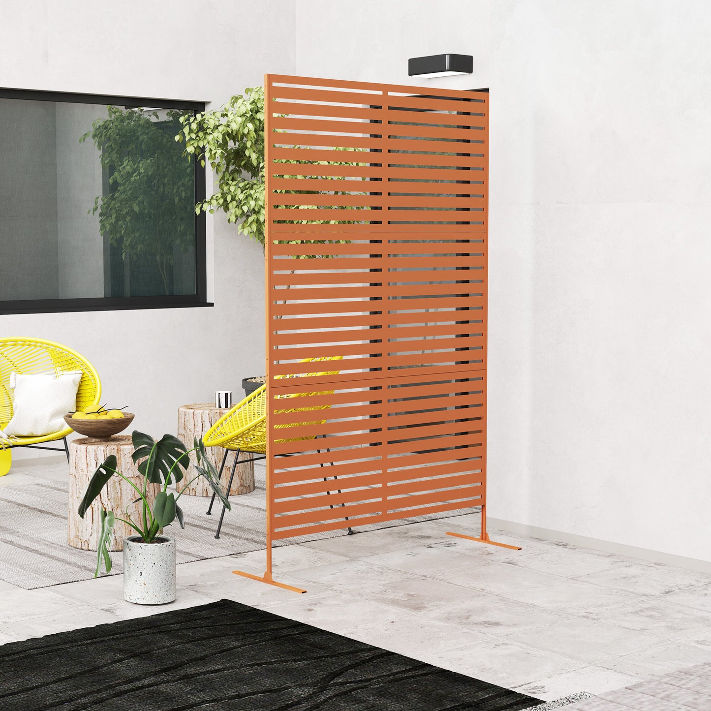 Outsunny Decorative Outdoor Screen - Black Metal Space Divider