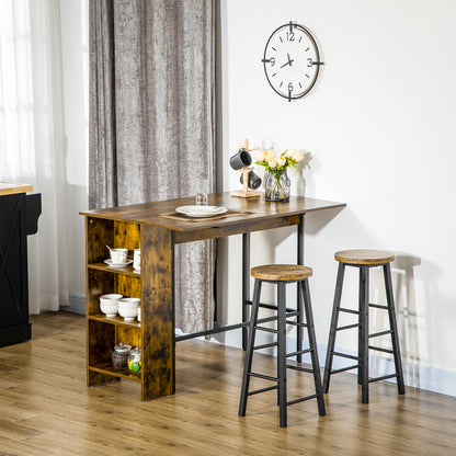Table de bar extensible avec tablettes de rangement réglables