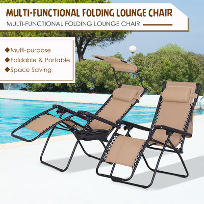 Chaise longue zéro gravité pliable avec auvent