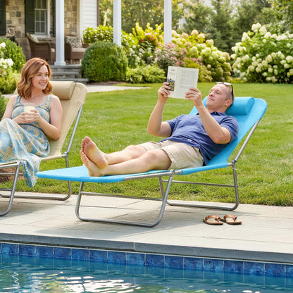 Chaise longue pliante réglable avec oreiller — extérieur