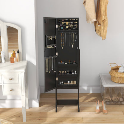 Armoire à bijoux sur pied avec miroir et lumières LED