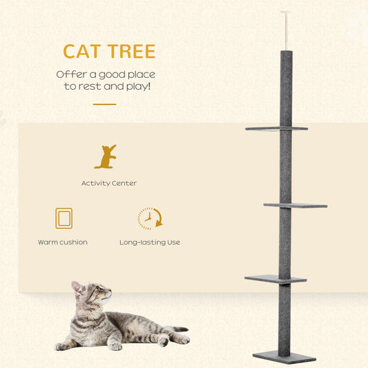 Arbre à chat ajustable sol-plafond 4 niveaux