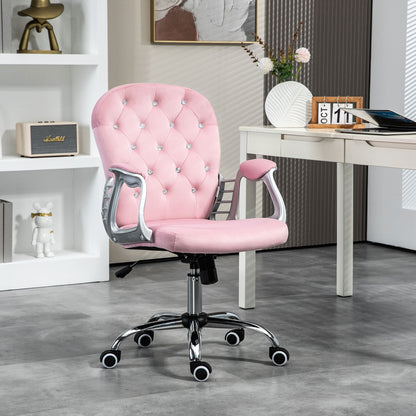 Chaise de bureau capitonnée cuir synthétique cristaux décoratifs