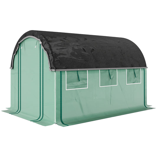 Outsunny 3x4m Tunnel Greenhouse - Shade Cloth & Roll-up Sides