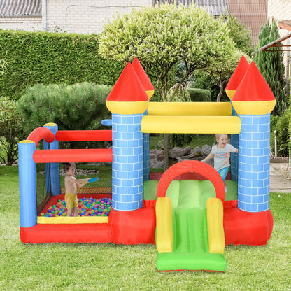Château gonflable 4 en 1 avec trampoline, glissoire et piscine