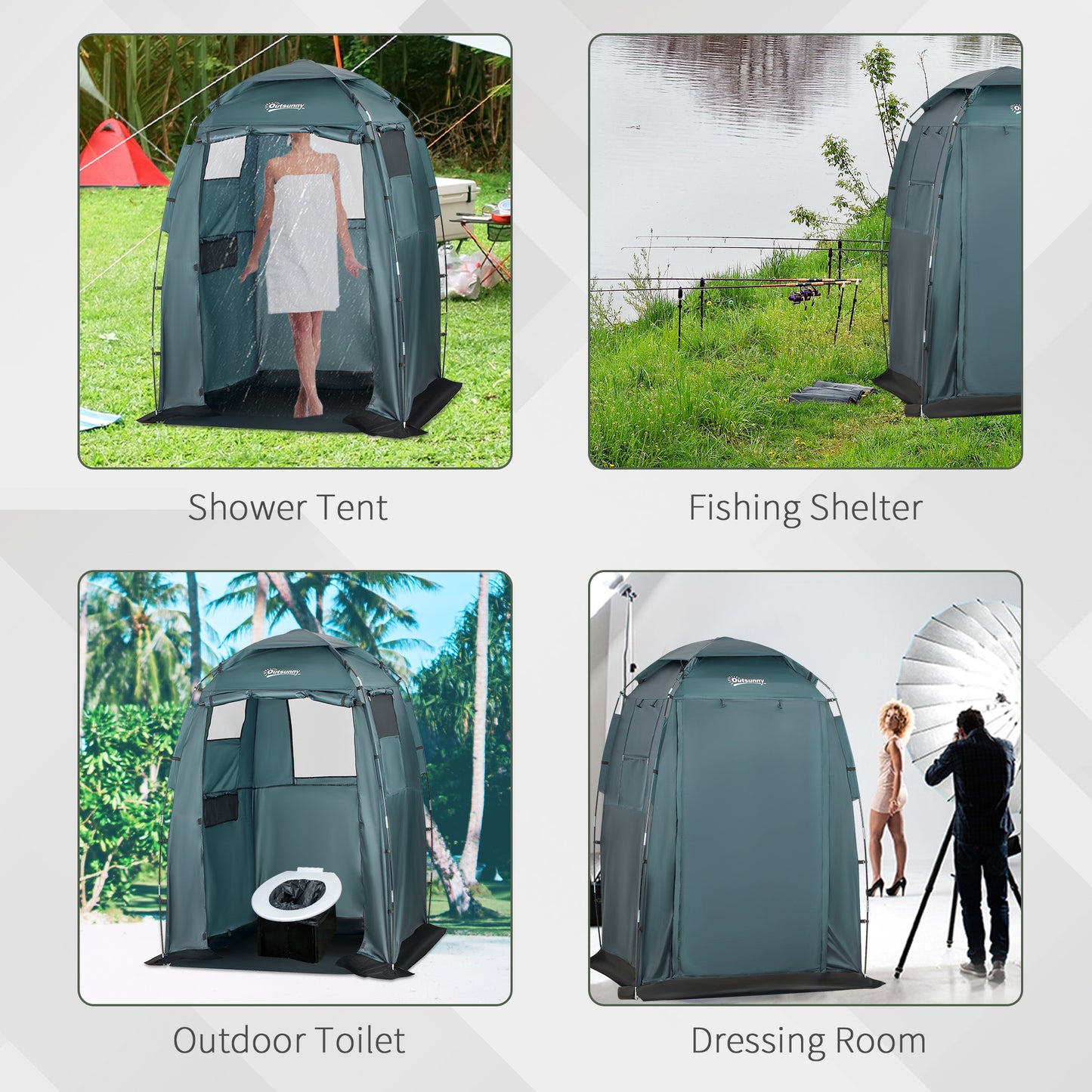 Tente de douche portable 152x152x208cm vestiaire camping