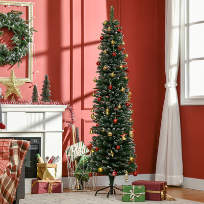 Sapin de Noël crayon enneigé 180 cm