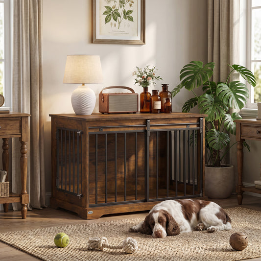 Cage pour chien meuble porte grange coulissante 100 cm