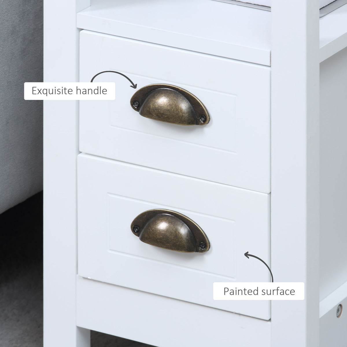 Table d'appoint étroite avec 2 tiroirs et étagère