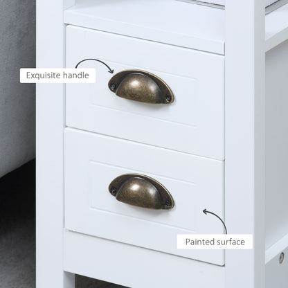 Table d'appoint étroite avec 2 tiroirs et étagère