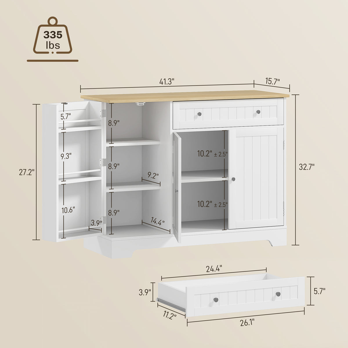Buffet de cuisine moderne avec tiroir et étagère réglable
