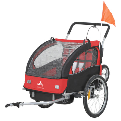 Remorque vélo enfants 2-en-1 avec poussette pliable