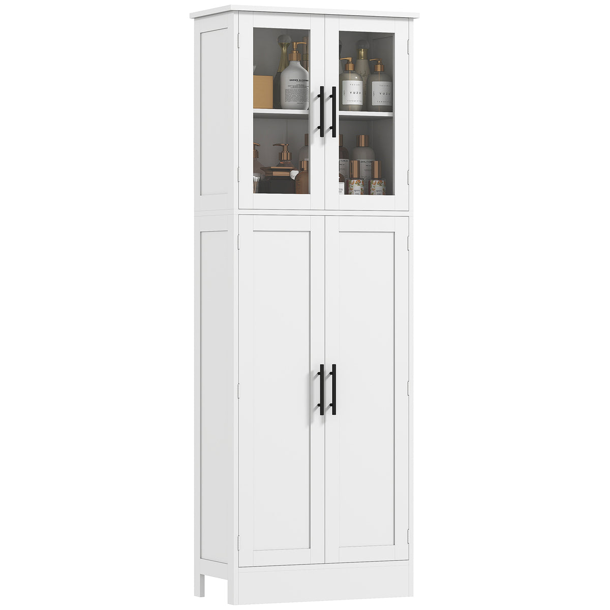 Meuble de salle de bain autoportant avec portes vitrées