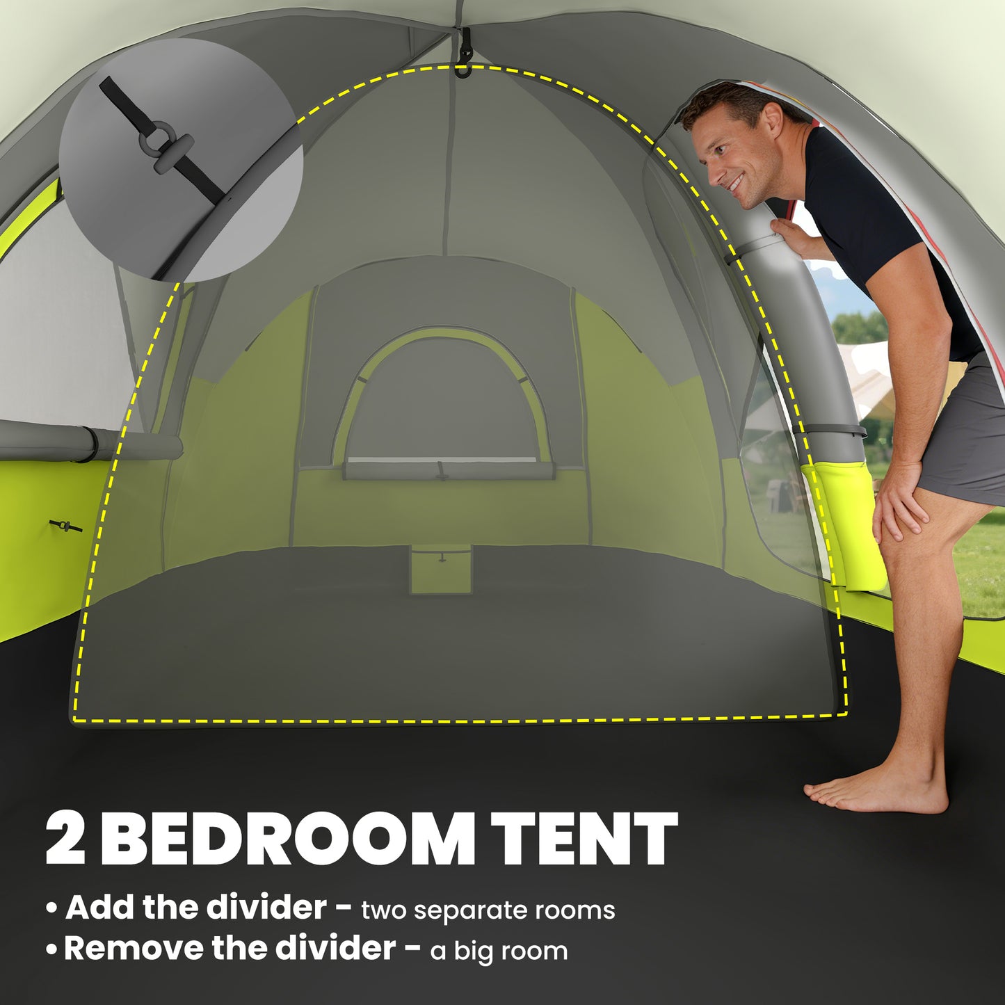 Tente de camping tunnel 6-8 personnes imperméable 2000mm