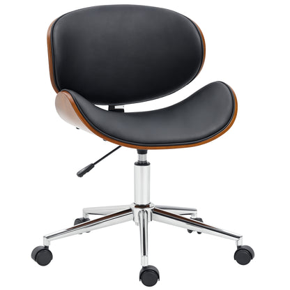 Chaise de bureau pivotante simili-cuir et bois courbé