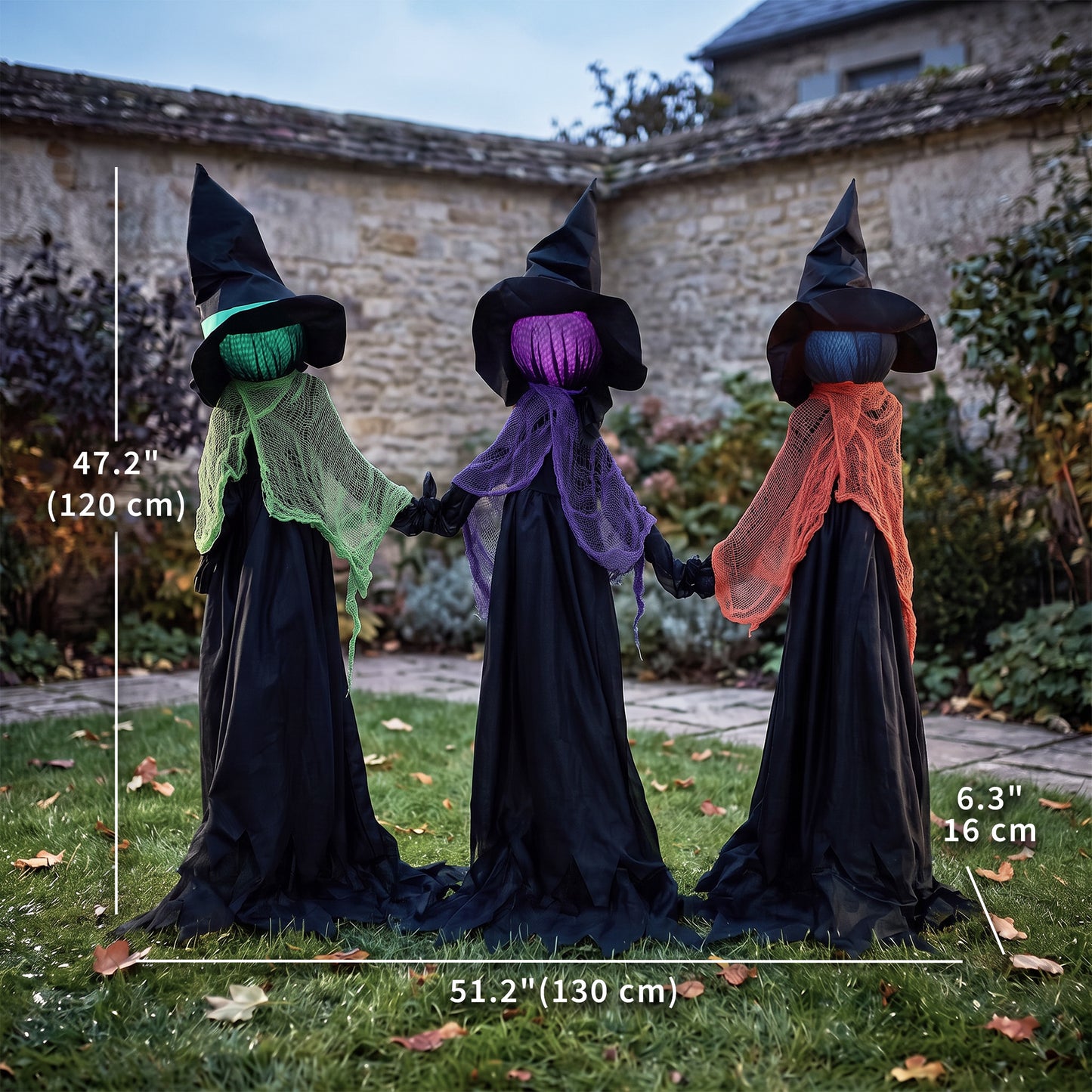 Trio de sorcières lumineuses pour jardin d'Halloween