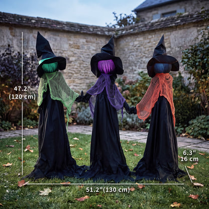 Trio de sorcières lumineuses pour jardin d'Halloween