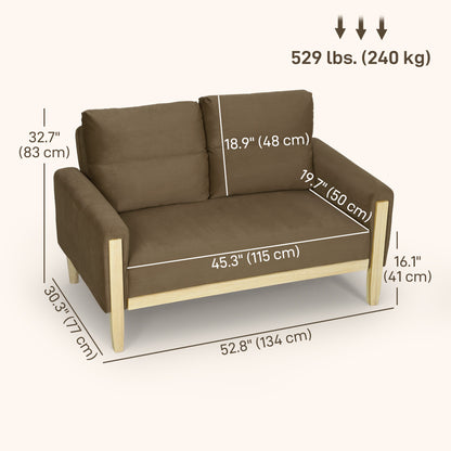 Causeuse 2 places velours pattes bois blanchi 134 cm