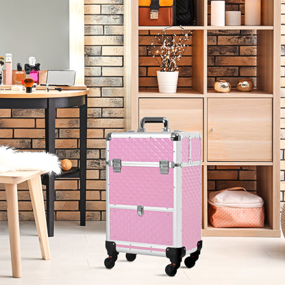 Valise de maquillage roulante professionnelle en aluminium