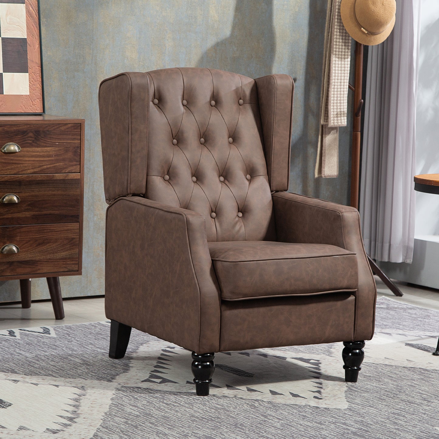 Fauteuil d'appoint cuir synthétique rembourrage épais — kaki