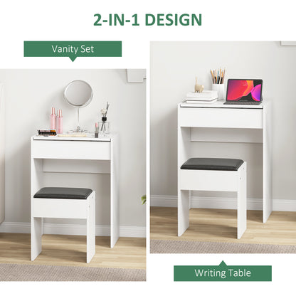 Coiffeuse moderne avec miroir rabattable et tabouret rembourré