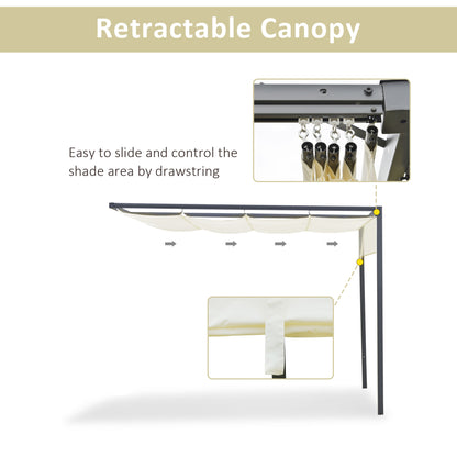 Pergola extérieure rétractable 3x3m cadre métal
