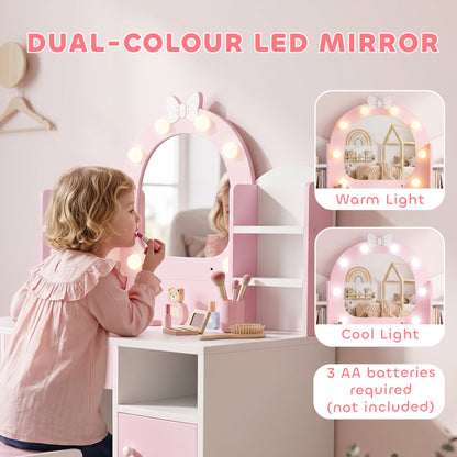 Coiffeuse pour enfants avec miroir lumineux