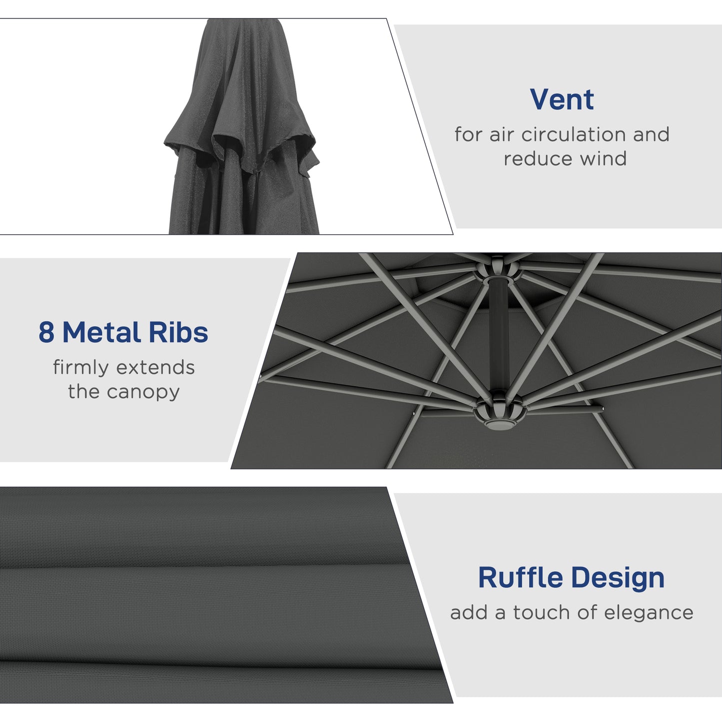 Parasol déporté patio 10 pieds cantilever avec base croisée