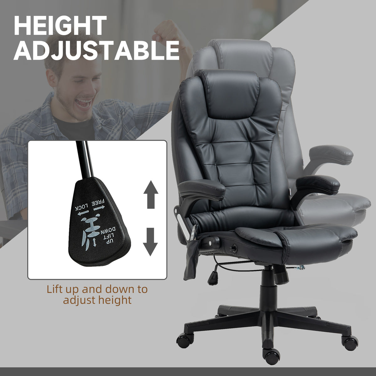 Chaise de bureau massante chauffante inclinable haute