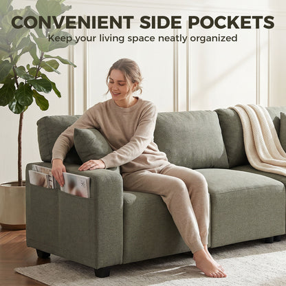 Canapé 3 places avec pochettes latérales et ressorts ensachés