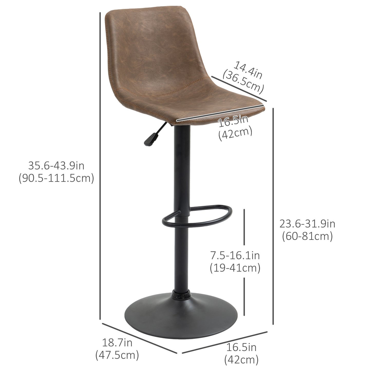Tabourets de bar ajustables pivotants ensemble de 2