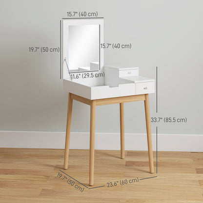 Coiffeuse avec miroir rabattable et tiroirs