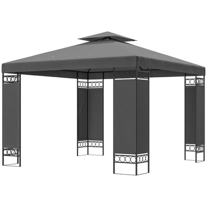 Gazebo double toit avec panneaux écran 3x3m