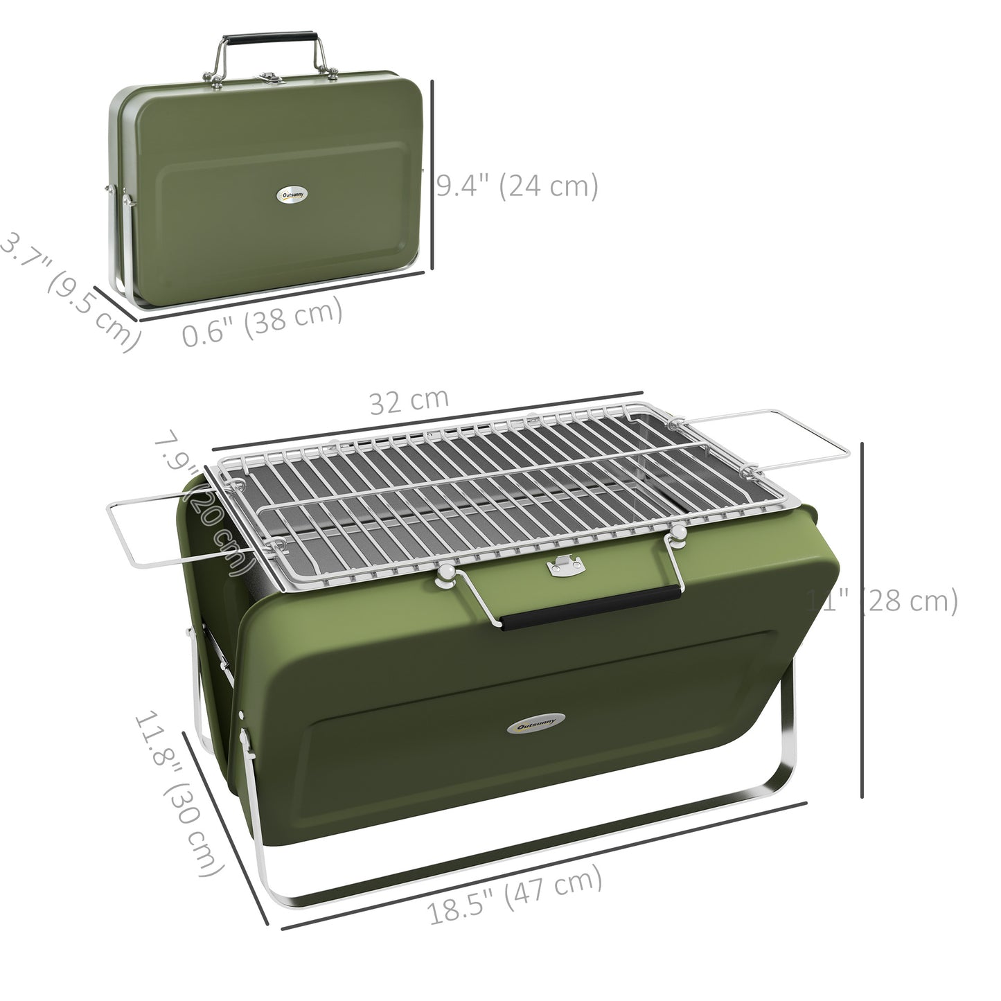 BBQ portable format valise métal charbon