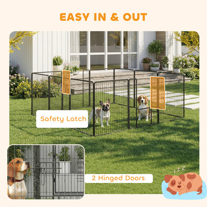 Enclos pour chien 12 panneaux avec portillon 99 cm