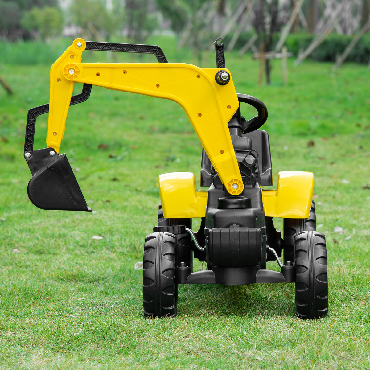 Tracteur à pédales pour enfants avec godet — Jaune