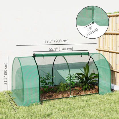 Outsunny 2m x 1m x 0.8m Tunnel Greenhouse - Portable with Zippered Doors