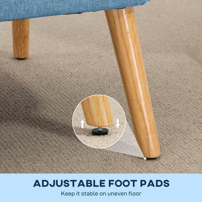 Canapé 2 places moderne tissu lin pieds bois