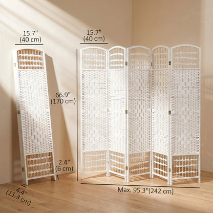 Paravent 6 panneaux pliable en fibre tissée