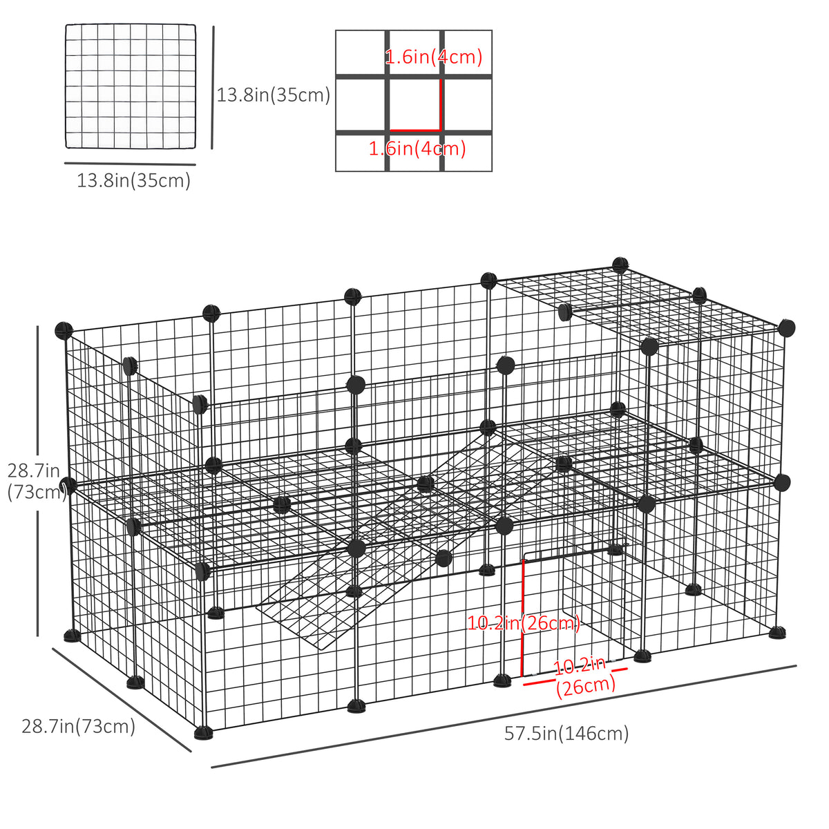 Enclos modulaire pour petits animaux en fil de métal — Lot de 40
